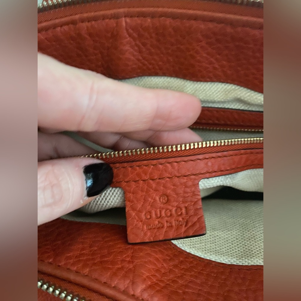 Gucci Soho Disco Crossbody Satchel Bag Red Leather Gold - Picture 11 of 16